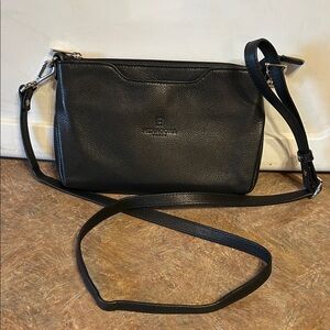 Hexagona Black Pebbled Crossbody Bag/Purse